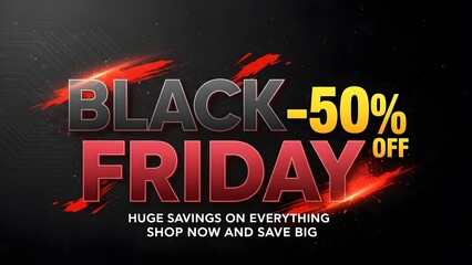Black Friday Sale Banner Template Design with 50 Percent Off