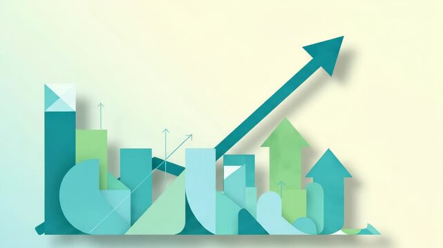 Business growth chart with a rising trend arrow illustrating progress and financial data visualization for analytics.