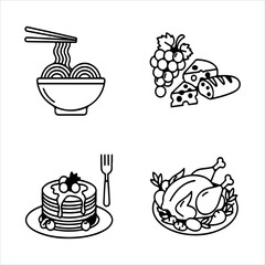 A Professional Culinary Food Icon Symbol, Showcasing Restaurant Nutrition and Gourmet Dining Hospitality in a Flat Design Minimalist Vector for Delivery App Success Kitchen Catering Menu.