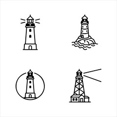 A Professional Maritime Lighthouse Icon Symbol, Showcasing Coastal Navigation and Beacon Safety Searchlight Guidance in a Flat Design Minimalist Vector for Tourism Marine Success Ocean Shore Island.