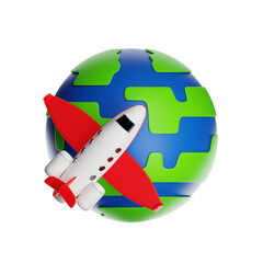 Airplane in global flight representing international travel
