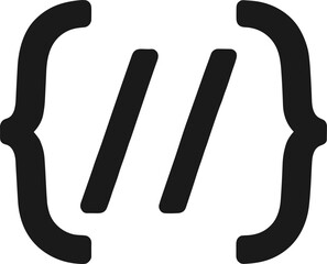 Code comment symbol icon with curly brackets representing programming documentation, software development notes, and clean coding practices