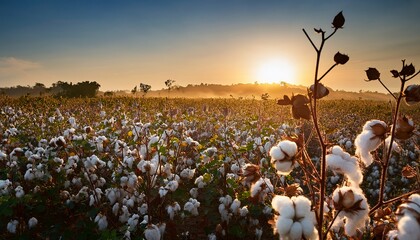 cotton bolls at sunrise