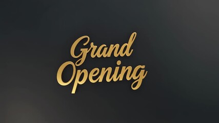 Elegant Gold Grand Opening Sign on Dark Background for Business Launch.