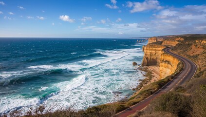 Great Ocean Road Coastal Cliffs and Highway