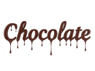 Chocolate text dripping isolated on transparent background