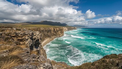 Rocky Australian Coastline with Ocean Waves