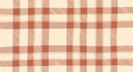 Warm orange plaid pattern featuring a grid of hand-drawn intersecting lines on a light beige background for a rustic aesthetic.