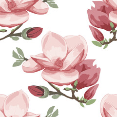 Magnolia  seamless pattern.