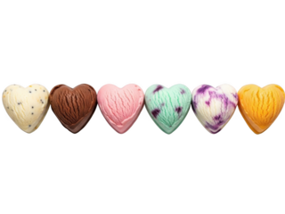 Heart-shaped candies, isolated on transparent background