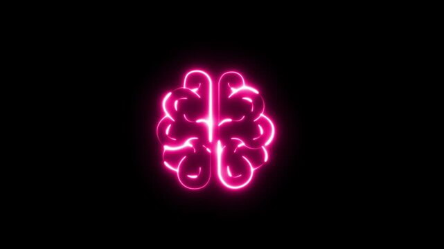 Glowing  brain intelligence. Neon Futuristic Digital Design Symbol of Intelligence modern, neon network neurons outline..