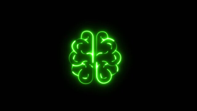Glowing  brain intelligence. Neon Futuristic Digital Design Symbol of Intelligence modern, neon network neurons outline..