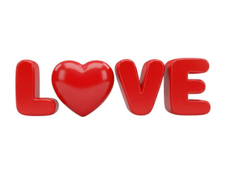 Red heart love symbol isolated on transparent background