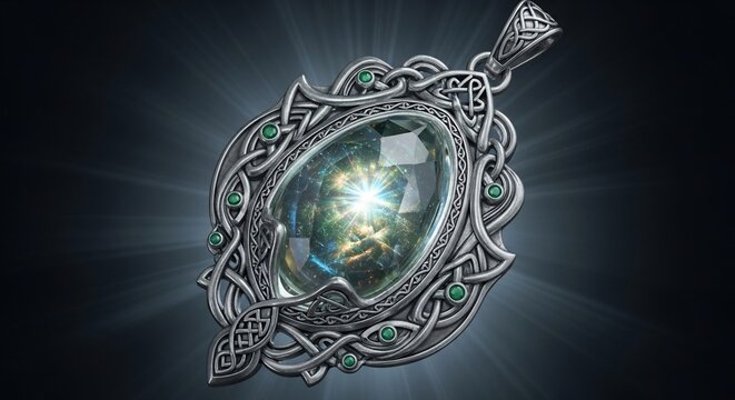 Celtic Pendant with Gemstone, Detailed Design, Spiritual Jewelry.