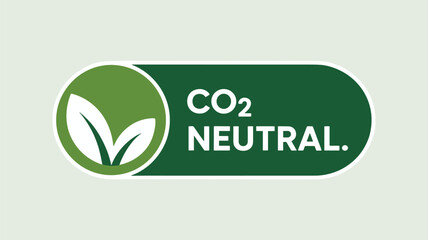 Green C O2 Neutral Oval Badge with Leaves Icon co2 neutral carbon neutral
