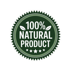 Green starburst badge with text 100% NATURALPRODUCT and five stars Keywords: 100% natural, natural product, organic, pure, healthy, nature, ingredients, raw, wholesome, chemical free