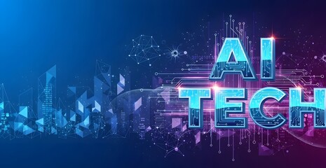 Ai Tech Banner Template Design with Circuit Board Pattern
