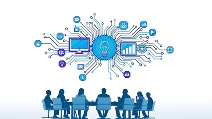 Business team brainstorming with innovative technology concept