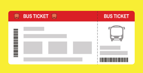 Vector illustration of a blank bus boarding pass template with QR code. Business travel, passengers, vacation, travel.