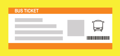 Vector illustration of a blank bus boarding pass template with QR code. Business travel, passengers, vacation, travel.