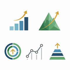 Minimalist 2D Geometric Data Growth Chart with Upward Success Arrow