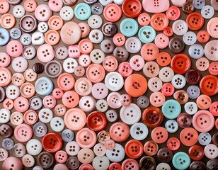 assorted pastel and coral sewing buttons background texture