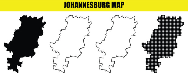 Fototapeta premium johannesburg map outline filled silhouette dotted illustration isolated on transparent background for design