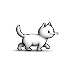 Cute hand drawn cartoon cat walking illustration