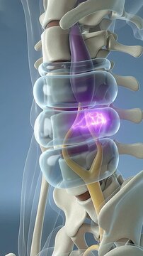 3D Lumbar Spine Disc Bulge and Nerve Compression Animation