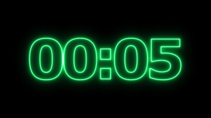glowing neon 10 seconds timer countdown animation, countdown timer 5 seconds animation from 10s to 0s countdown 10 seconds countdown timer animation on transparent background