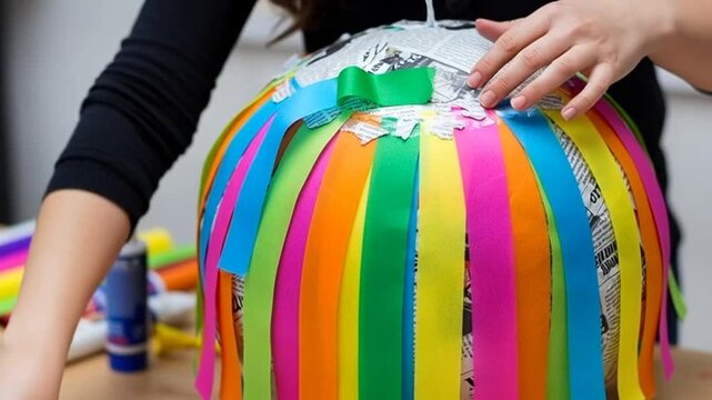 Crafting a Vibrant and Colorful Paper Mache Ball Decoration Step by Step Process