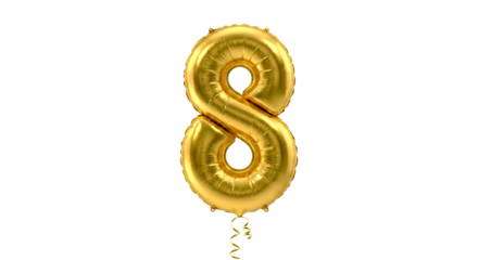 3d number eight made of gold foil balloon, decoration number 8