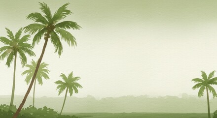 Fototapeta premium Pastel-toned tropical scene with palm trees