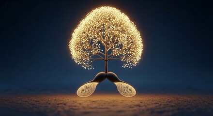 Glowing Tree of Light - A Surreal and Enchanting Digital Artwork.