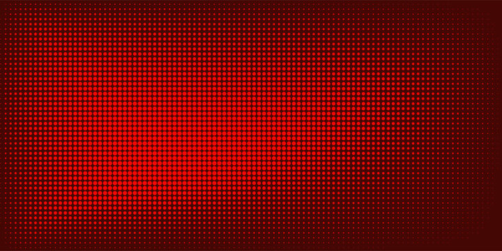 Red LED panel light with digital screen effect and pixel grid texture. 3D stage background or futuristic video wall for concert backdrop. Neon gradient pattern or OLED curve projection club displays.