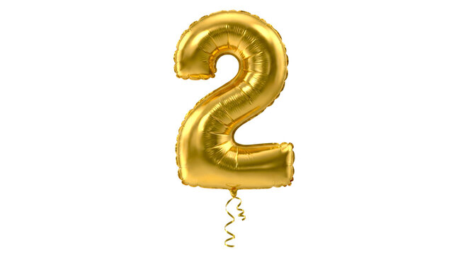 3d gold number 2 foil balloon, decoration number two 