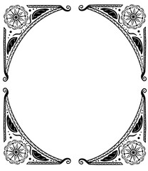 hand-drawn vintage frame with floral ornament