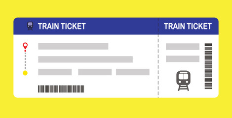 Vector illustration of a blank train boarding pass template with QR code. Business travel, passengers, vacation, travel. © Erlin