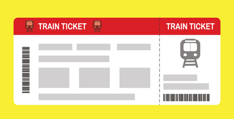 Vector illustration of a blank train boarding pass template with QR code. Business travel, passengers, vacation, travel. © Erlin