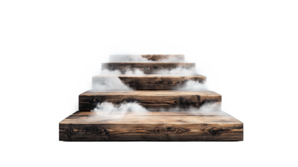 Stairs in Clouds on Transparent Background