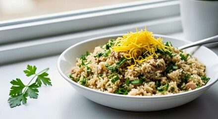 Hamsili Pilav With Lemon Zest and Fresh Parsley, Bright and Zesty Flavor