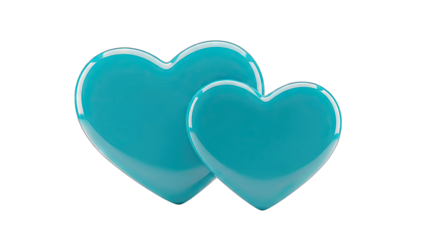 Two Turquoise Hearts on White Background