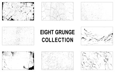 Fototapeta premium Set of Black and white grunge. Distress overlay texture. Surface dust and rough dirty wall background concep