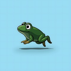 Cute hand drawn cartoon frog hopping illustration