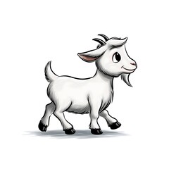 Cute hand drawn cartoon goat walking illustration