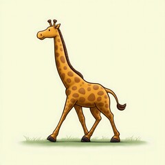 Cute hand drawn cartoon giraffe walking illustration