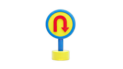 Fototapeta premium U-Turn Sign Showing Direction on White Background