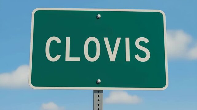 Clovis city road sign with blue sky background