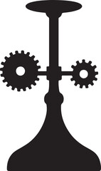 Black silhouette of gear system on white background
