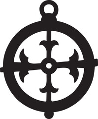 Black metal anchor symbol on white background